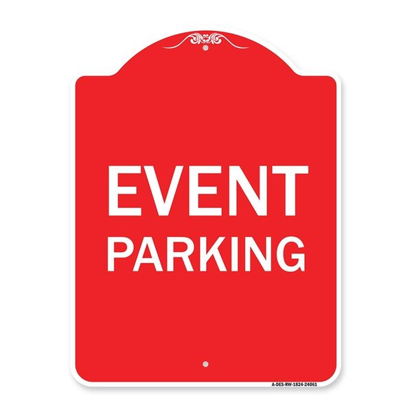 Amistad 18 x 24 in. Designer Series Sign - Event Parking, Red & White AM2074640